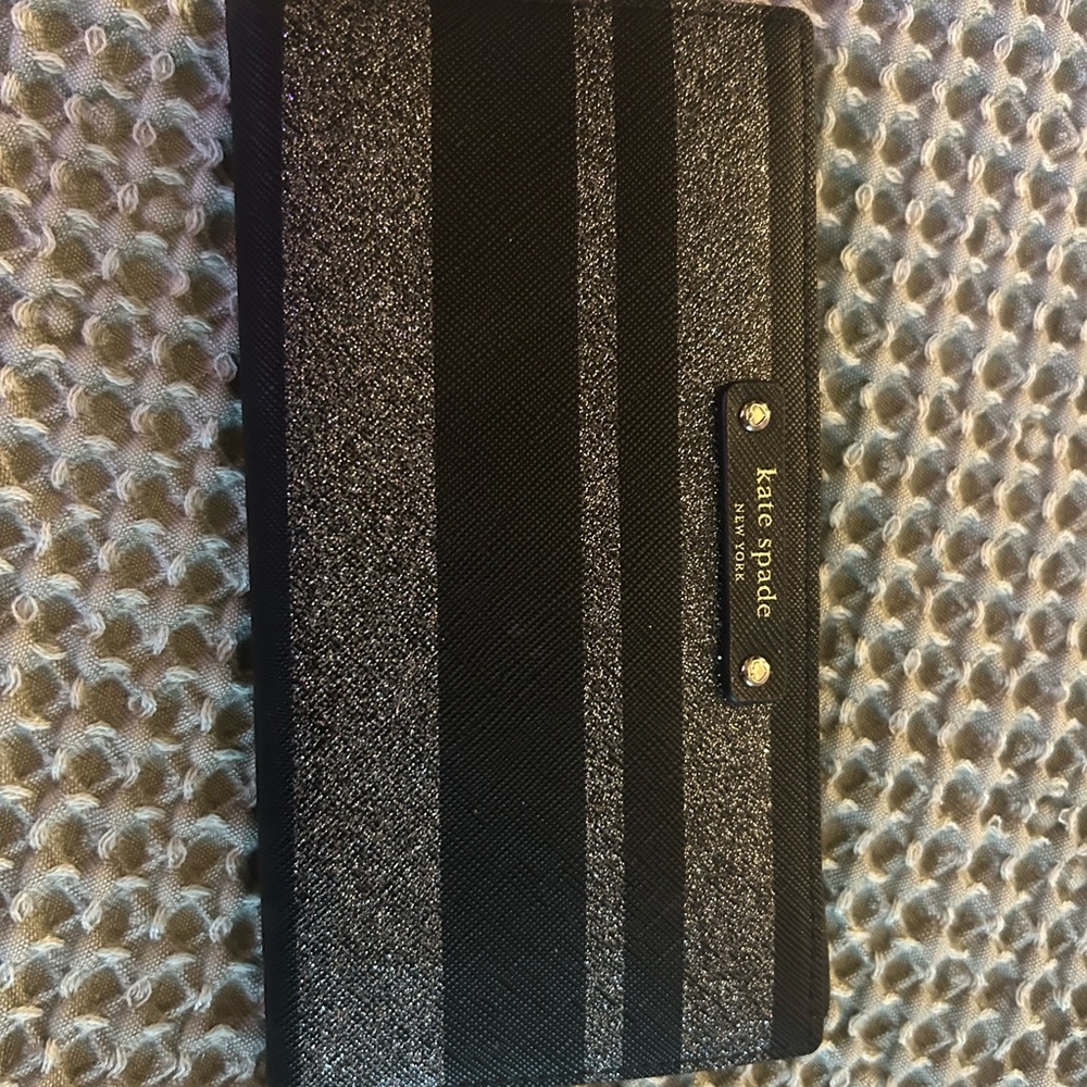Kate Spade Glitter Stripe Wallet in Black and Gold